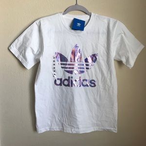 nwt | iridescent adidas logo top